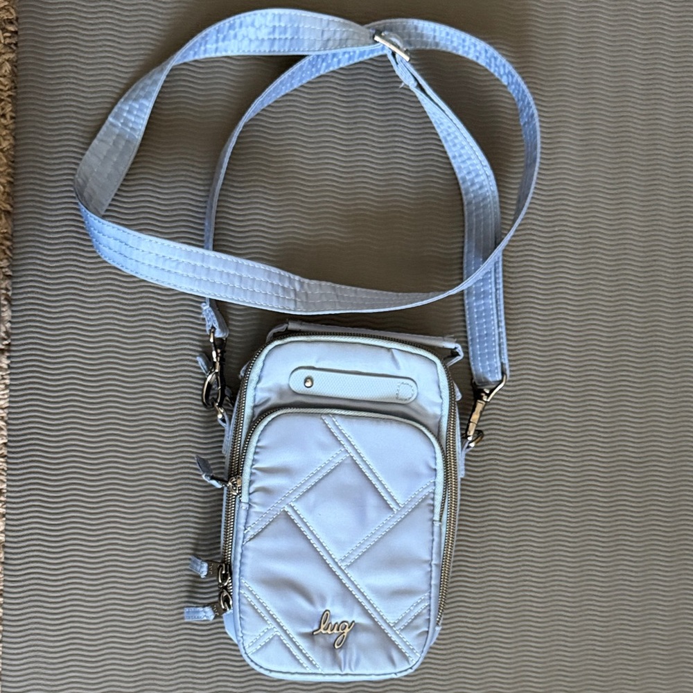 Lug Quilted Crossbody Bag in Soft Blue